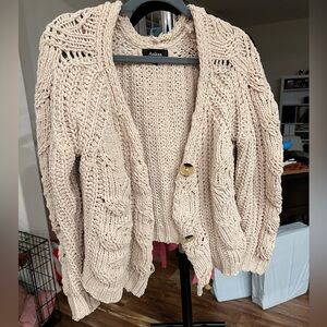 Aakaa Cream Cable Knit Cardigan